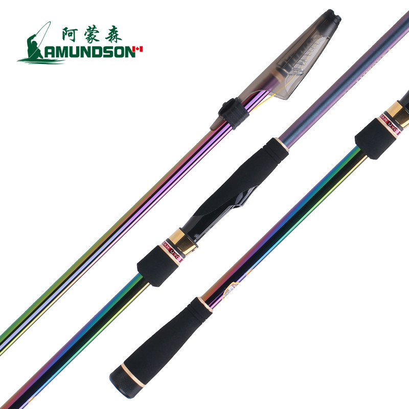 阿蒙森搏鱼大师炫彩彩虹版超轻超细超硬斜导环浮碳素游矶钓竿鱼竿滑漂高清大图
