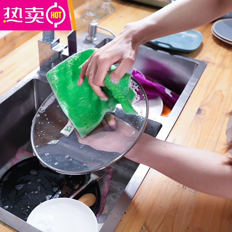 fenghou厚竹炭洗碗布竹纤维洗碗巾家用厨房清洁去油抹布吸水白色5条