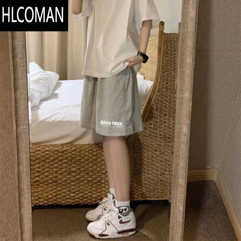 HLCOMAN夏季薄款美式黑色五分短裤男潮牌高街休闲宽松运动阔腿中裤子