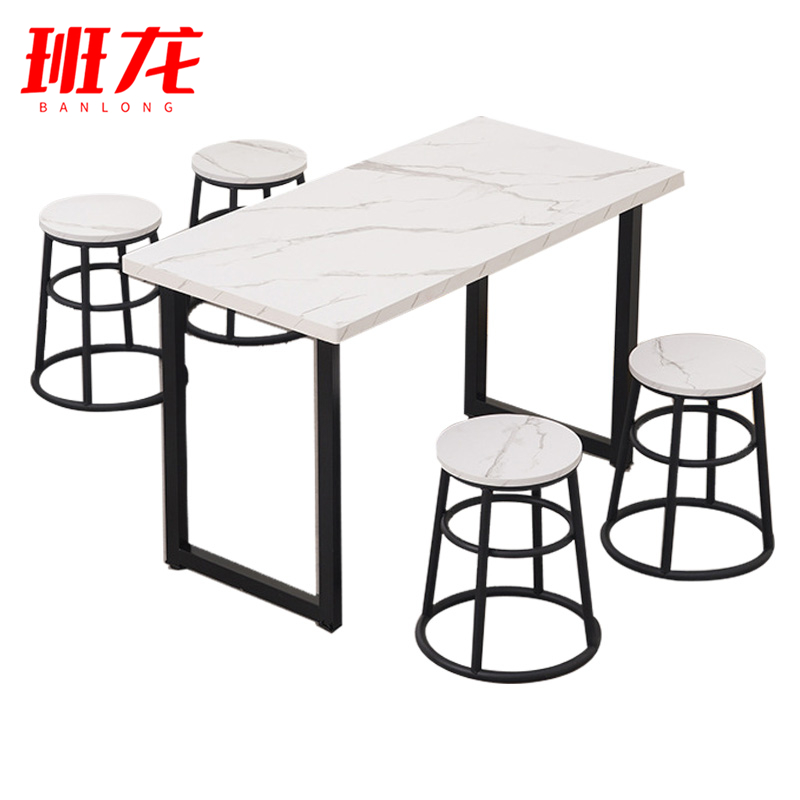 班龙餐桌一桌四凳白色套高清大图