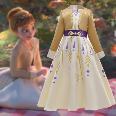 七斓新款冰雪2奇缘安娜公主裙圣诞童装秋冬连衣裙儿童女宝宝安娜裙子