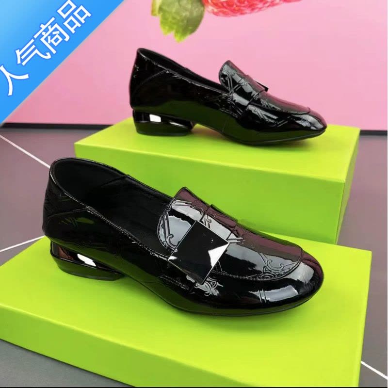 SUNTEK软皮乐福鞋女2023新款春夏季豆豆鞋软底小皮鞋春秋漆皮平底鞋图片