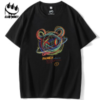 Claw Money短袖T恤男士纯棉圆领潮牌百搭上衣宽松大码半袖情侣装T