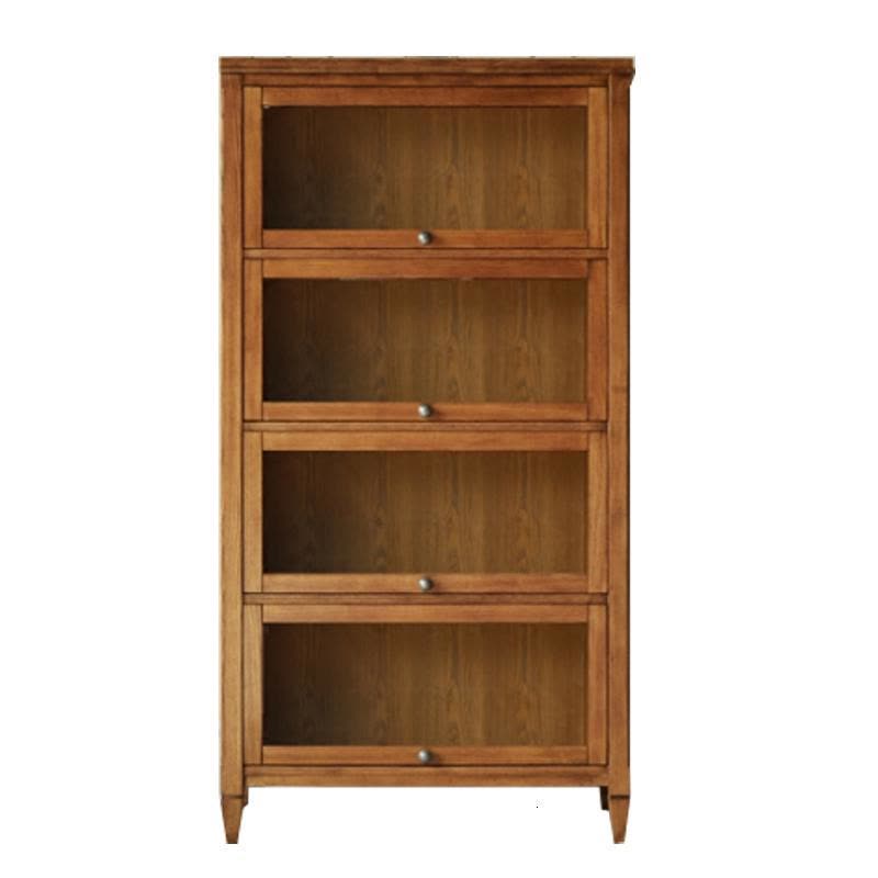 森美人水曲柳美式实木简约二三四五层储物书橱书架矮书柜带玻璃图片