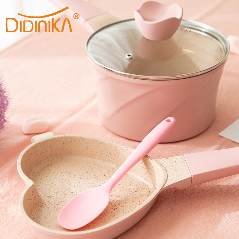 迪迪尼卡(Didinika)宝宝辅食锅婴儿奶锅小锅平底汤锅麦饭石不粘锅煮泡面热牛奶锅