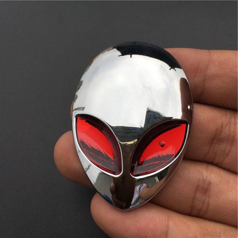 贴个性3d立体贴金属机盖尾标贴改装铝合金装饰车身贴 外星人银色红眼