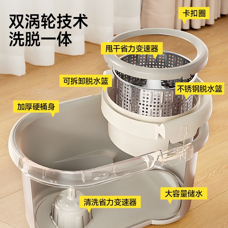 五月花 旋转拖把拖布免手洗省力套装拖布墩布JJ-A70 拖把*1 +拖把桶*1 +线头*4(单位:套)高清大图