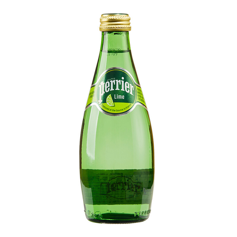 巴黎水perrier青柠味330ml24玻璃瓶含气天然矿泉水法国进口气泡水