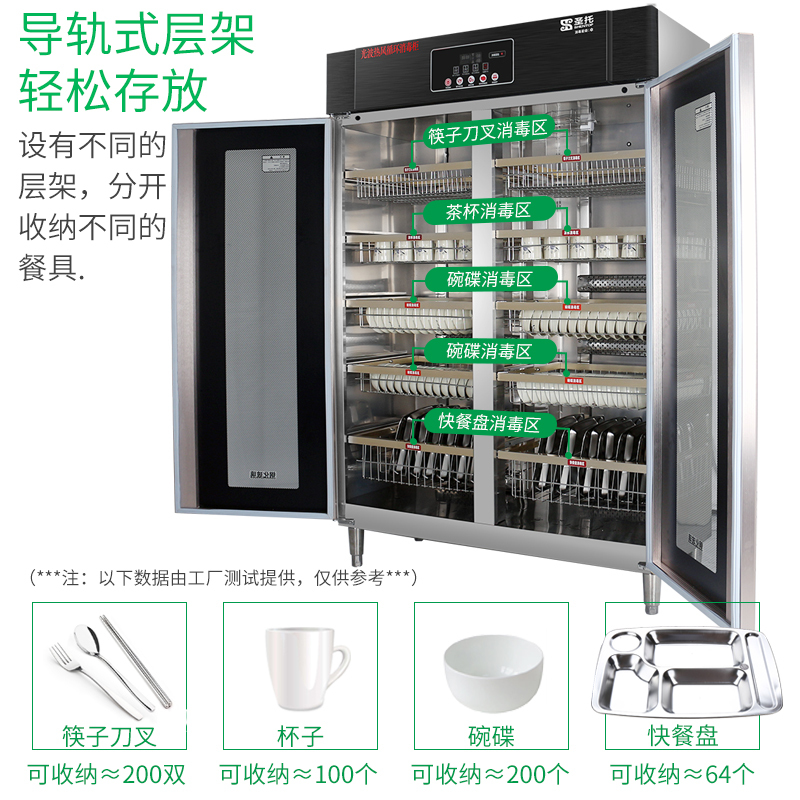 圣托(Shentop)不锈钢光波消毒柜茶具碗筷 商用大容量单位工厂食堂消毒碗柜 双门食具卫生保洁柜 YTD1360-R6