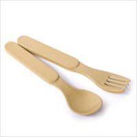 玉米(corn)儿童叉勺套装 1对 稻壳食品级材质儿童勺叉 宝宝饭勺调羹辅食勺叉子 可生物降解 餐具套装