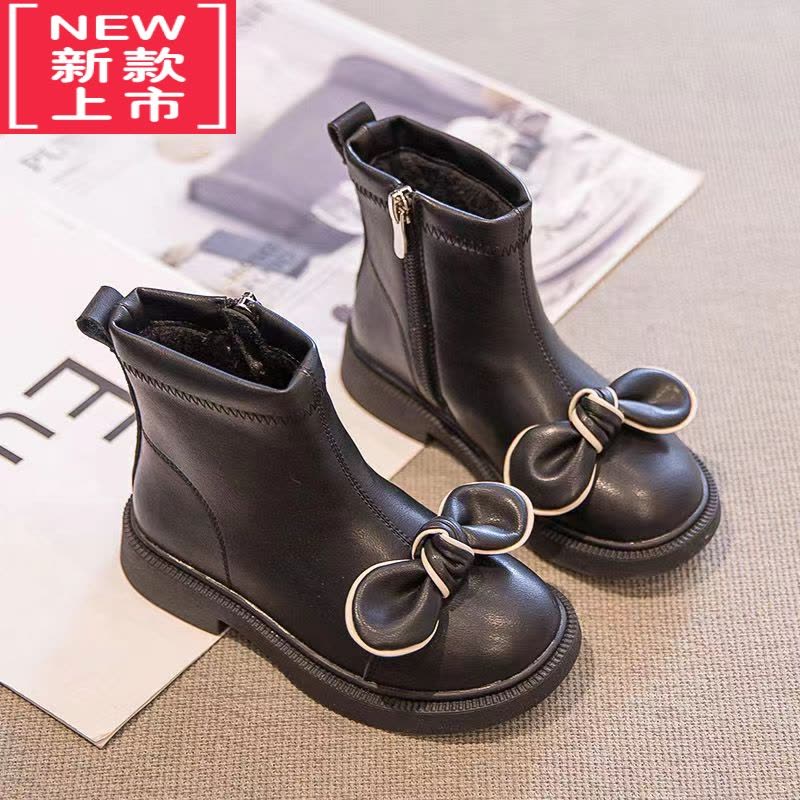 可莉允女童靴子2022秋冬季新款儿童短靴女孩马丁靴加绒加厚女宝宝公主靴图片