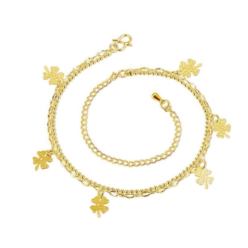 A052-A Women 18K yellow gold anklet jewelry 镀黄金色女脚链潮