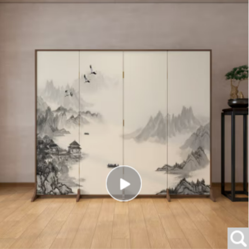 瑾轩府水墨山水屏风隔断定制1.9米*2.2米