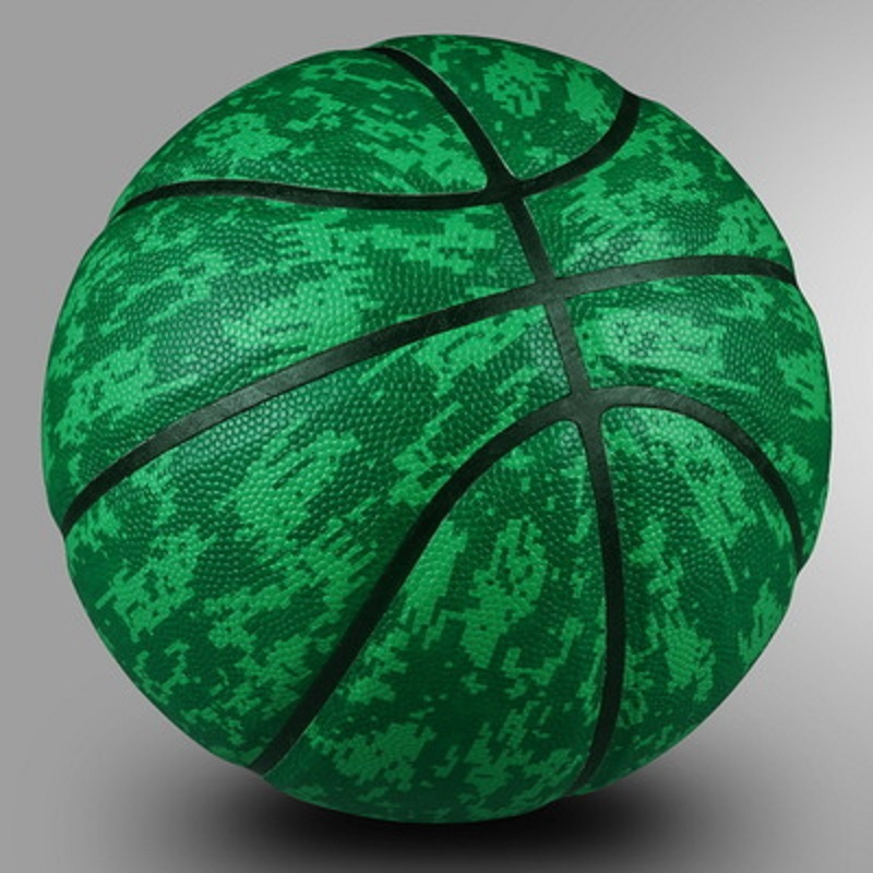无标迷彩森林绿色篮球室内外水泥地耐磨防滑吸汗软皮手感好7号