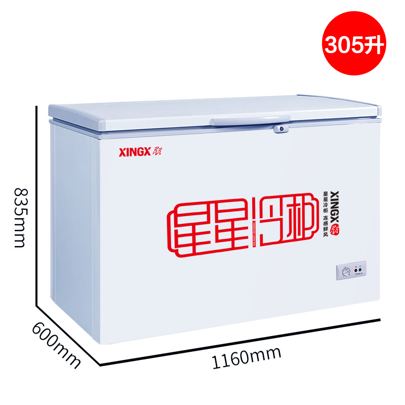 星星(XINGX) BD/BC-305E 305升 冰柜商用家用大容量冷冻柜卧式单温带锁冷藏保鲜冷柜