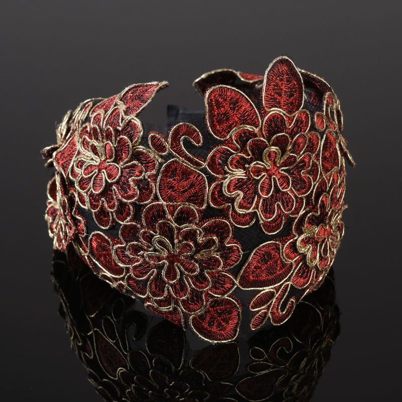 韩国遮碎发白发宽边显脸小发箍蕾丝发卡发饰刺绣花头箍女发带头饰