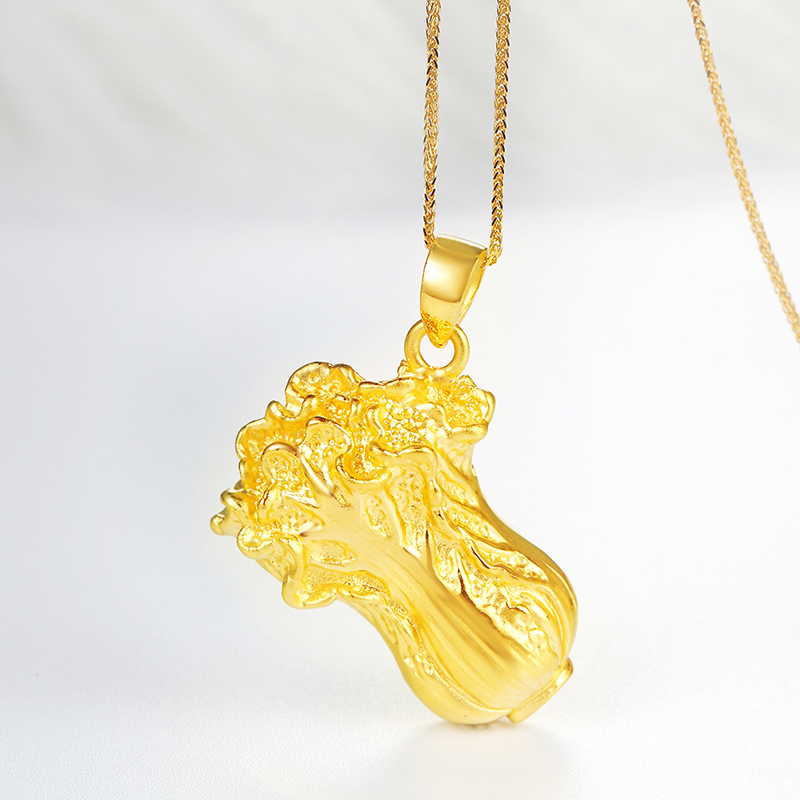 黄金码头黄金吊坠百财3d硬金足金999白菜坠子送爱人送女友