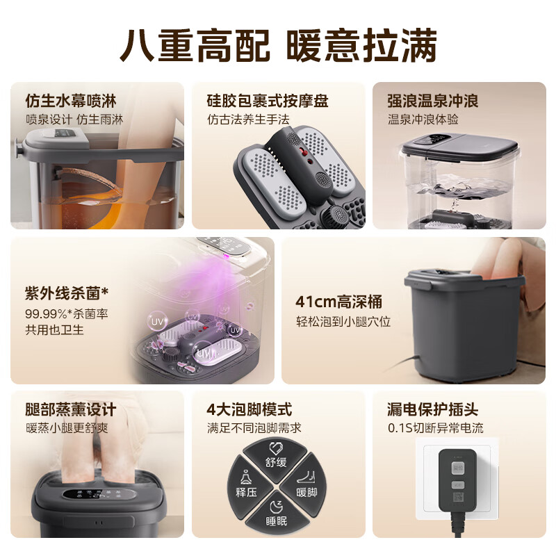 美的(Midea)杀菌款泡脚桶足浴器ZL310深空灰高清大图