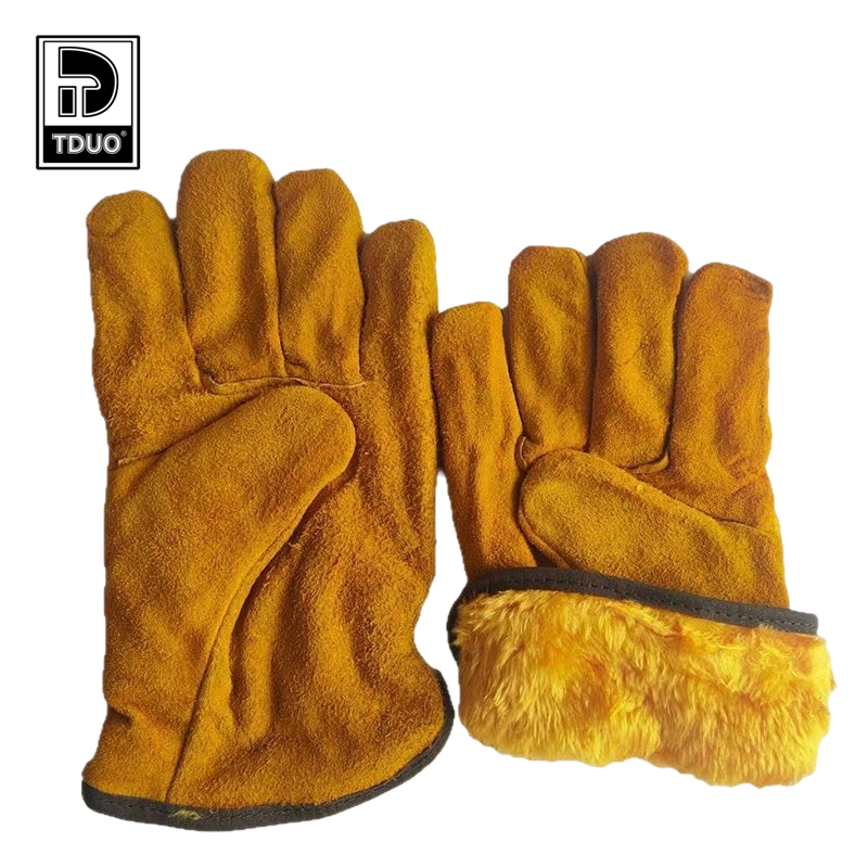 TDUO冬季牛皮加绒手套CC29 双 黄绒内衬