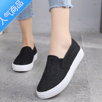 SUNTEK春秋老北京布鞋女单鞋平底休闲鞋韩版透气懒人一脚蹬帆布鞋女板鞋 黑色801 41