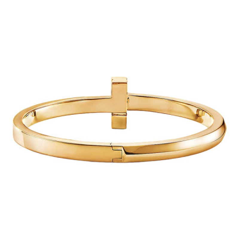 tiffanyco蒂芙尼tiffanyt系列18k金金宽铰链t形手镯grp11523