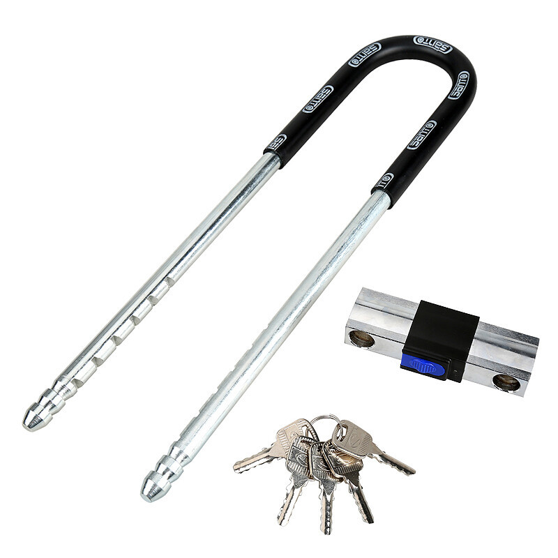 赛拓(SANTO)高强度抗剪防撬U型门锁安全锁 双开玻璃门锁电动车锁摩托车锁铜锁芯 0060
