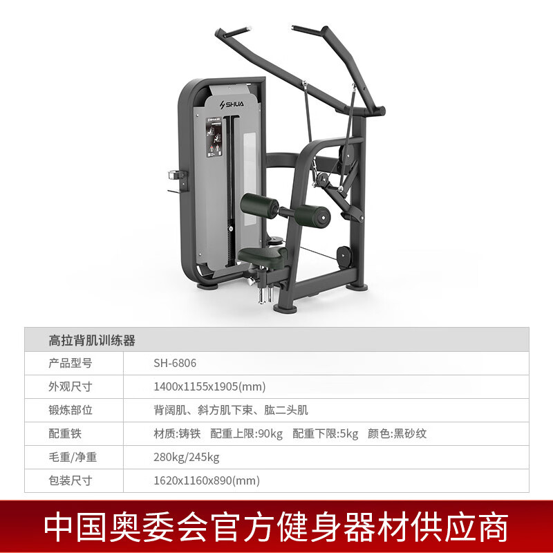 舒华(SHUA)舒华健身房商用款多功能综合力量腿部训练器蝴蝶肌肉专业设备全套 SH-G6806(高拉背肌训练器)高清大图