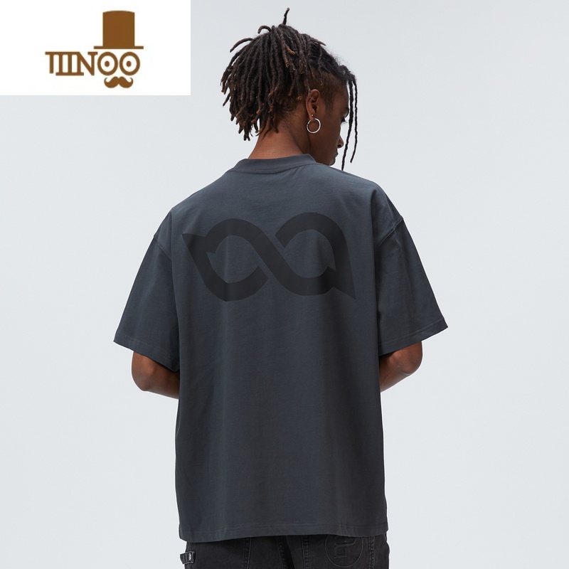 YANXU新LOGO胶印T恤美式高街复古国潮牌流行情侣短袖男款高清大图