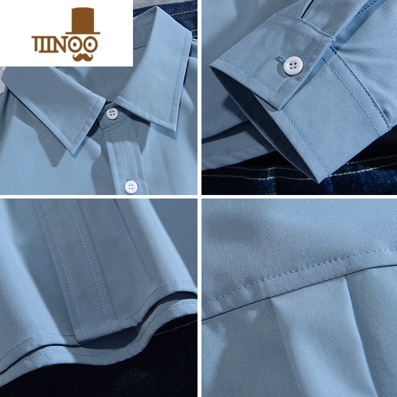 YANXU基础款衬衣日系dk制服白衬衫男士长袖潮男装设计感小众上衣衬现在高清大图