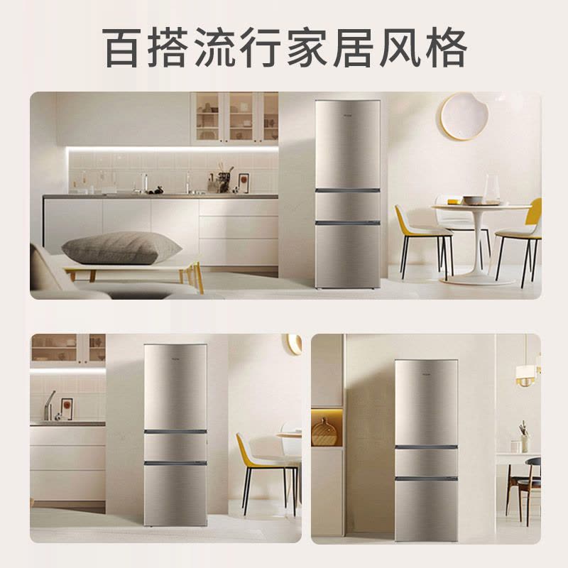 Haier/海尔219升三门电冰箱冷藏中门软冷冻 小型出租房办公室家用三开门2级节能轻音BCD-219LHC3E0YH图片