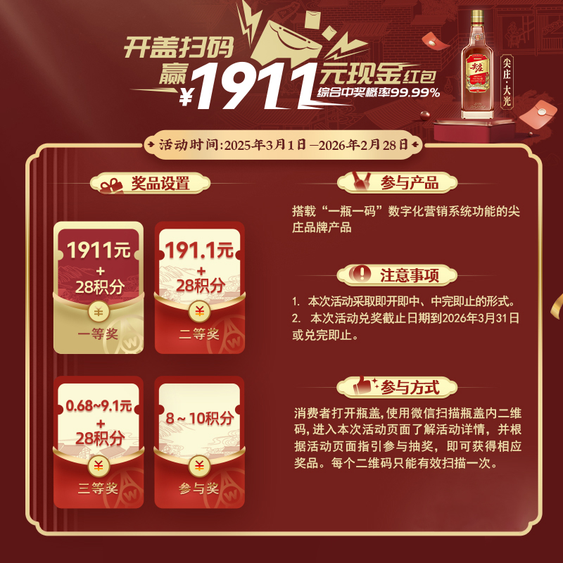 五粮液 尖庄大光系列 50度588ml*6 浓香型白酒 整箱高清大图
