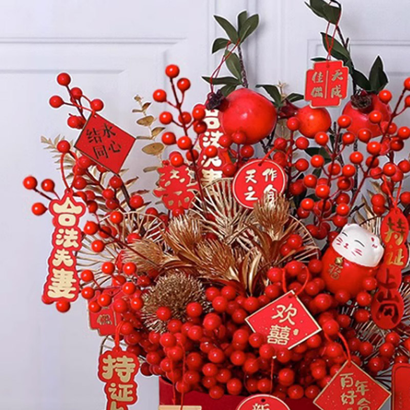 汇特益 插花摆件 发财果福桶插花摆件 福到财到福桶-经典款+招财猫(单位:个)高清大图