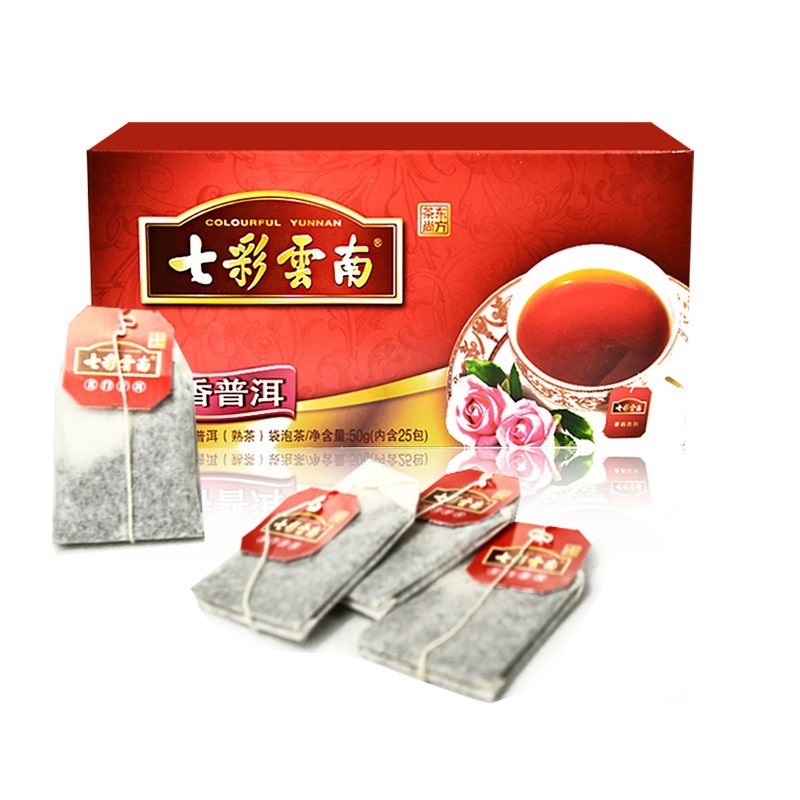 七彩云南 花香普洱(玫瑰熟茶)袋泡茶50g/盒(25包)