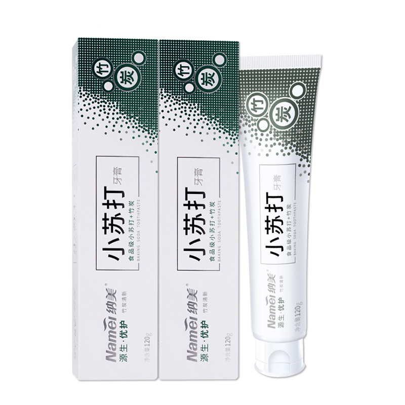 纳美小苏打源生优护牙膏120g*2支装竹炭成人牙膏护龈健齿食品级小苏打牙膏 (新老包装交替发货)(XF)