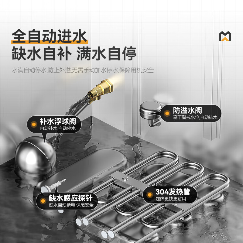 麦大厨 MDC-DMD-ZH-8 ZH系列 380v 9kw 8盆单门功率自动变档型电汽两用蒸饭柜