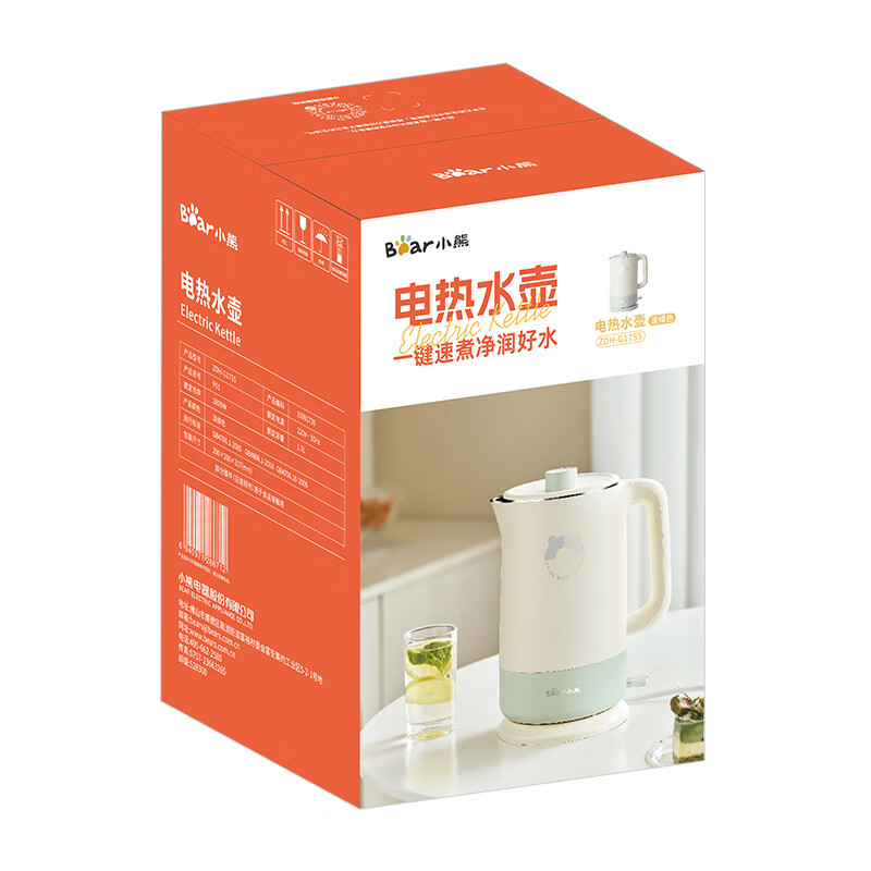 小熊/BearZDH-G17S5电热水壶304不锈钢无缝内胆家用 1.7L 1个(单位:个)
