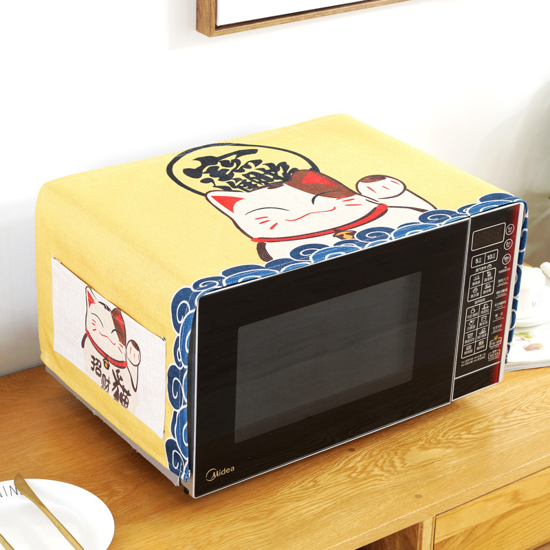 床头柜盖巾棉麻布艺盖布防水防油罩通用烤箱罩防尘罩微波炉罩 JY-02 防水.洗衣机.冰箱[140*55cm]高清大图