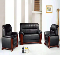 悠拓者(OKOTAN)办公室三人沙发位黑色韩皮沙发座椅沙发