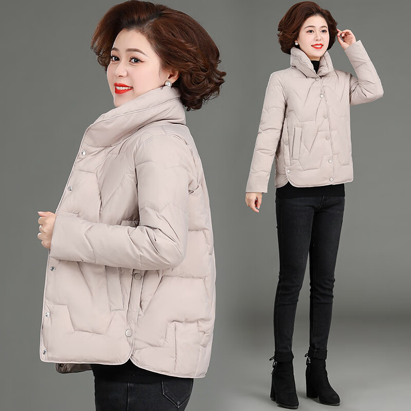 dafy品牌小个子妈妈短款小棉袄羽绒棉服女中老年秋冬装棉衣外套大码40