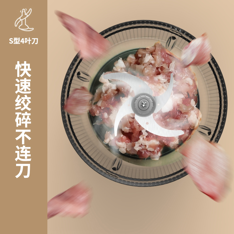 利仁(Liven)绞肉机家用 绞馅机 碎肉机 剥蒜器 电动多功能料理搅拌打肉饺子肉馅蒜蓉机2L容量JRJ-W320