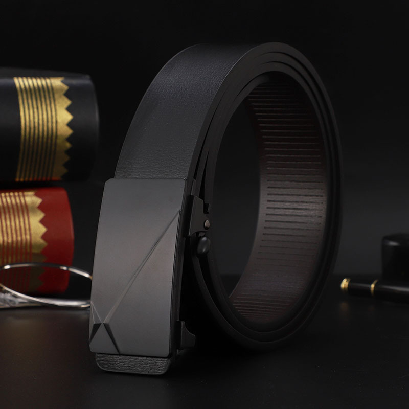 皮带男无牙自动扣真皮简约腰带男士中青年商务休闲新款牛皮带3759Z高清大图