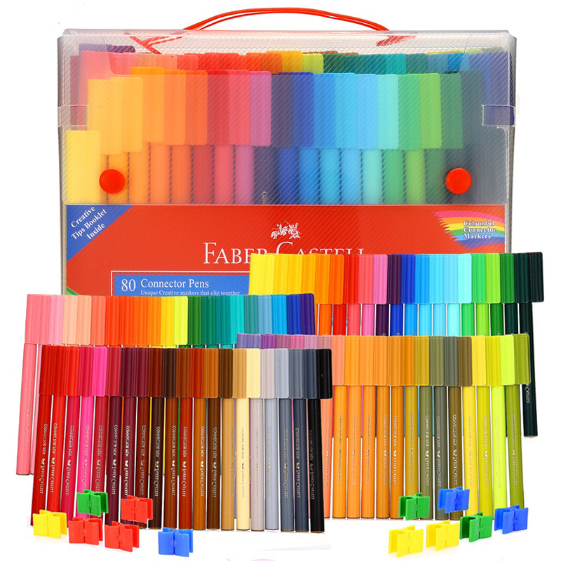 德国辉柏嘉水彩笔80色套装可拼切积木儿童水彩填色涂鸦笔155068