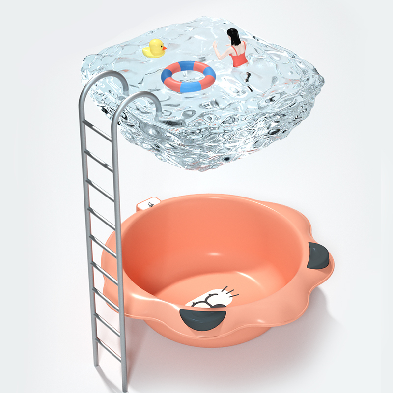 乐可爱狮子脸盆 橘色