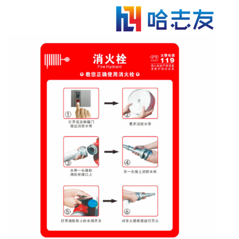 哈志友企业定制消防PC板标识牌42*60cm设计新颖,优质亚克力塑料材质,光亮醒目高清大图