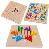 智扣飞行棋跳棋桌面游戏五子棋斗兽棋多功能成人棋儿童益智木制玩具 单面跳棋