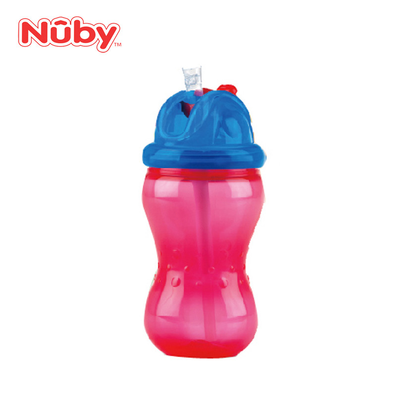 努比(Nuby)355ml防漏训练吸管水杯(有硅胶圈/颜色随机)92101