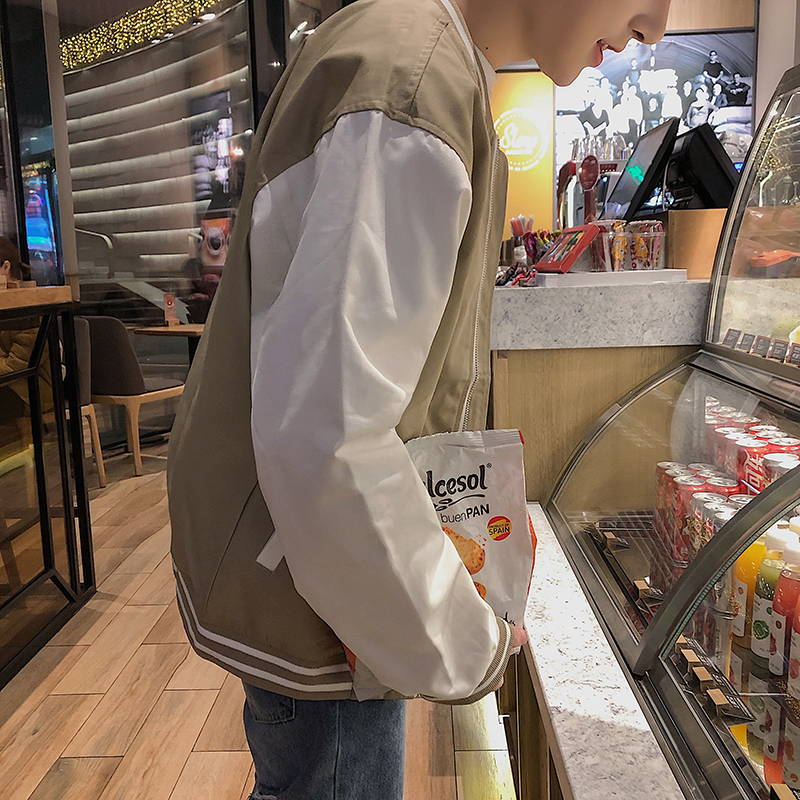 2018春季新品男款港风春夏休闲外套拼色男装夹克青少年棒球领外衣