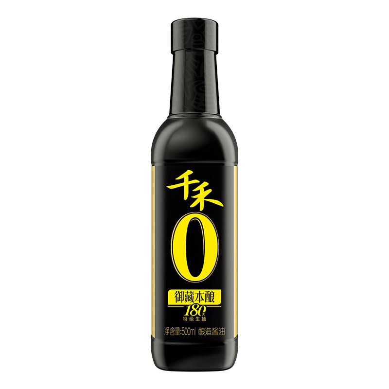 千禾零添加酱油头道御藏180天1L不加味精特级生抽酿造酱油调味料 180天500ml*2瓶