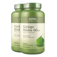 健安喜（GNC）美国进口银杏叶片精华胶囊 银杏叶提取物片 调节三高降压60mg300粒 2瓶装