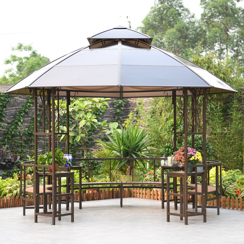 凉亭户外遮阳棚庭院天台花园楼顶凉棚闪电客四角木屋室外阳光板亭子